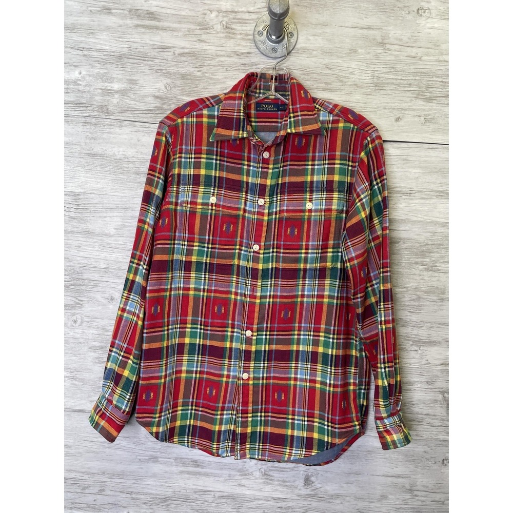 Polo Ralph Lauren Shirt‎ Mens S Red Plaid Flannel Button Up Long Sleeve